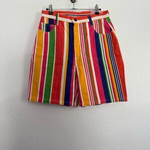 Vintage Not Guilty Colorful Striped Super High Rise Mom Shorts 13/14 28 Waist